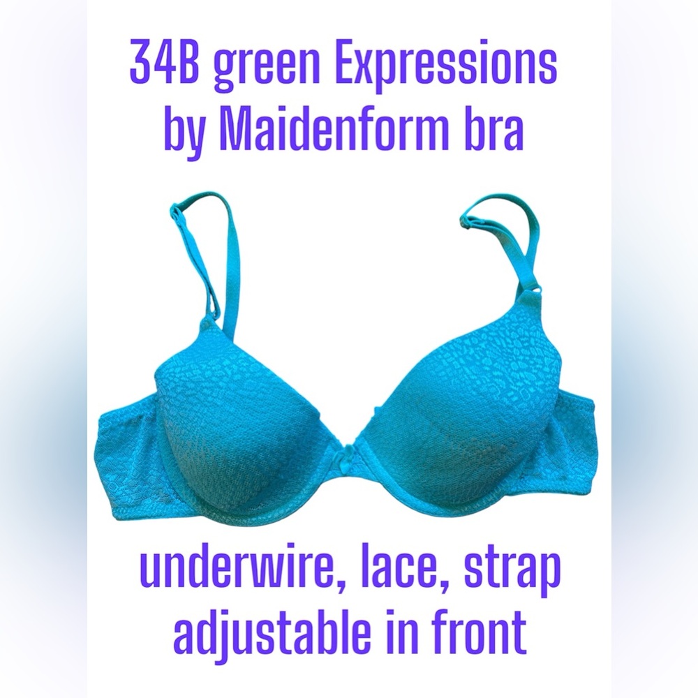 34B Seafoam Green Lace Overlay Self Expressions By Maidenform Underwire Bra